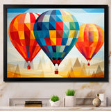 Colorful Hot Air Ballon Geometric - Hot Air Balloon Canvas Wall Art