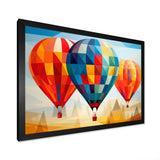 Colorful Hot Air Ballon Geometric - Hot Air Balloon Canvas Wall Art