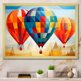 Colorful Hot Air Ballon Geometric - Hot Air Balloon Canvas Wall Art