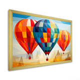 Colorful Hot Air Ballon Geometric - Hot Air Balloon Canvas Wall Art