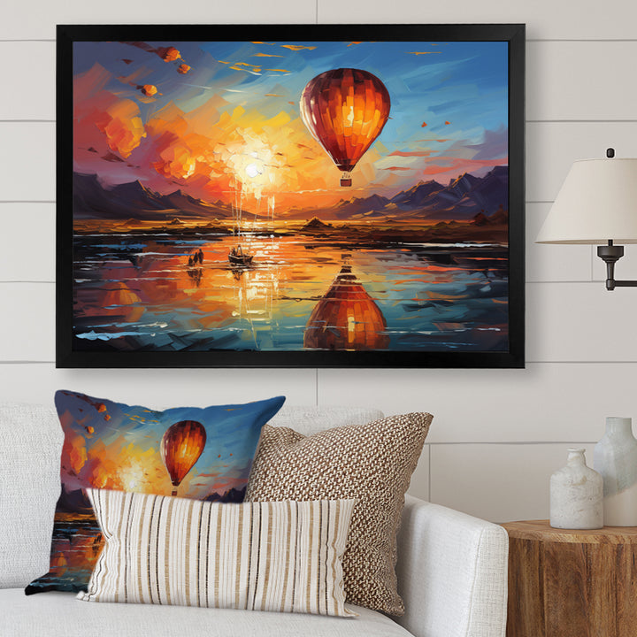 Yellow Hot Air Ballon Impressionistic - Hot Air Balloon Canvas Wall Art
