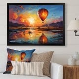 Yellow Hot Air Ballon Impressionistic - Hot Air Balloon Canvas Wall Art