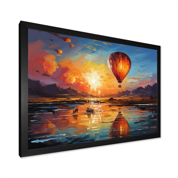 Yellow Hot Air Ballon Impressionistic - Hot Air Balloon Canvas Wall Art