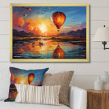 Yellow Hot Air Ballon Impressionistic - Hot Air Balloon Canvas Wall Art