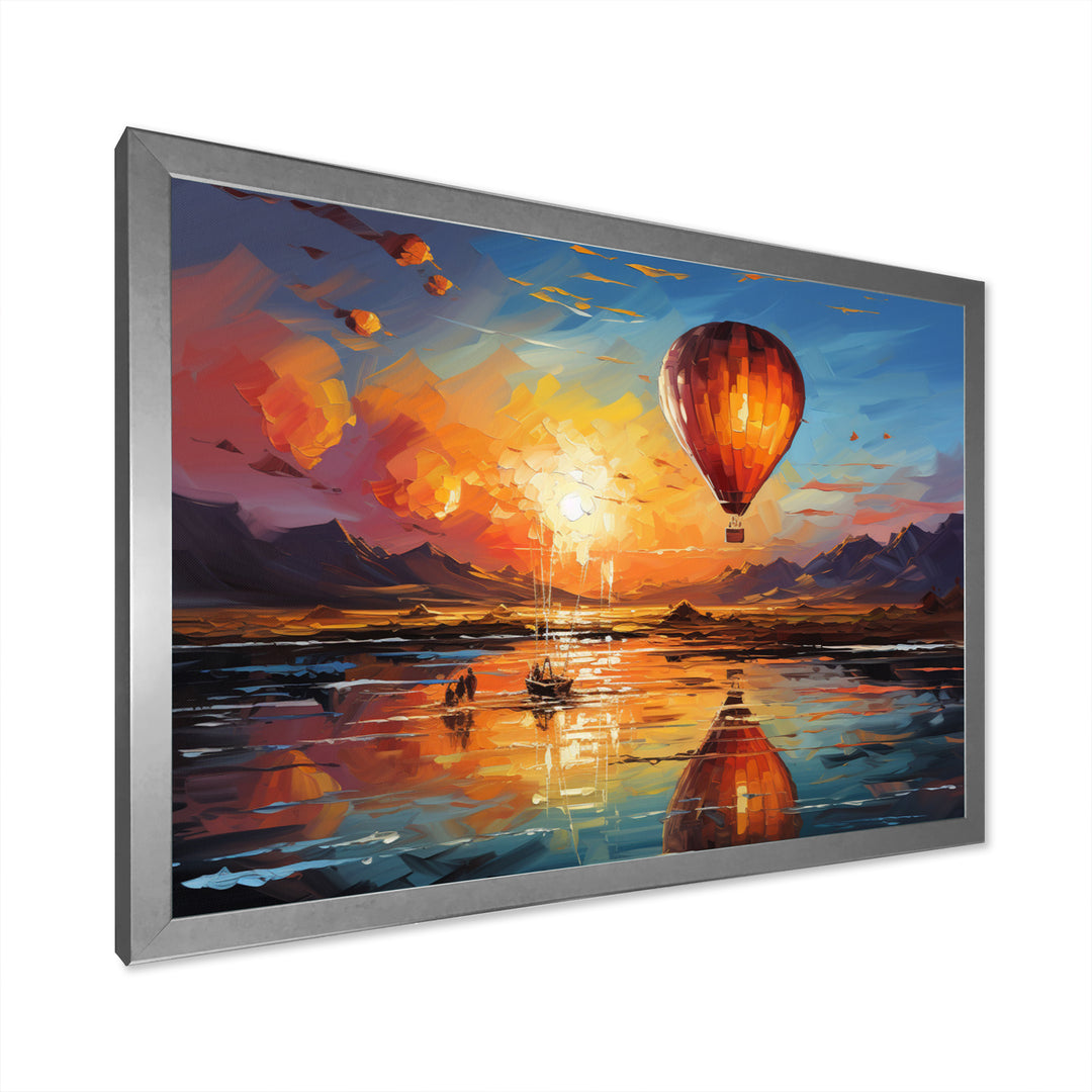 Yellow Hot Air Ballon Impressionistic - Hot Air Balloon Canvas Wall Art