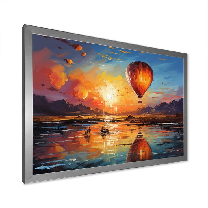 Yellow Hot Air Ballon Impressionistic - Hot Air Balloon Canvas Wall Art