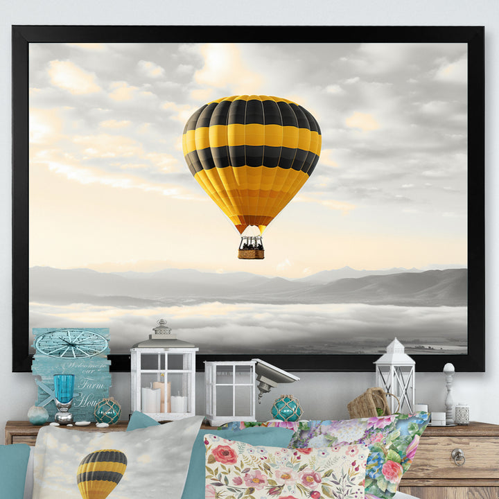 Yellow Hot Air Ballon I - Hot Air Balloon Canvas Wall Art