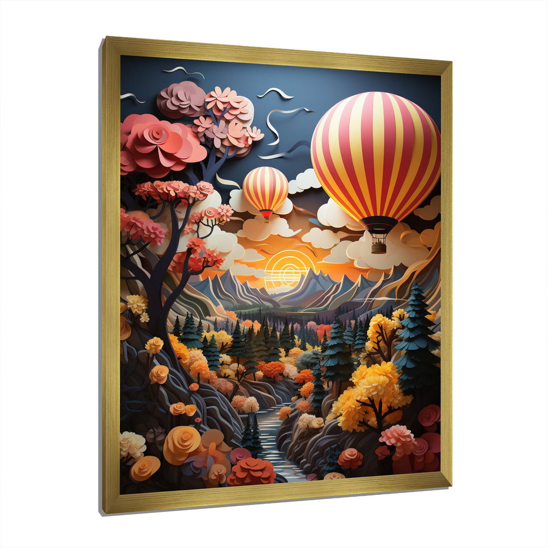 Coral Hot Air Ballon I - Hot Air Balloon Canvas Wall Art