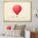 Coral Hot Air Ballon Minimalist I - Hot Air Balloon Canvas Wall Art