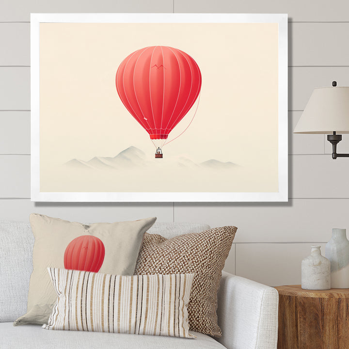 Coral Hot Air Ballon Minimalist I - Hot Air Balloon Canvas Wall Art