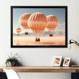 Coral Hot Air Ballon Monochromatic - Hot Air Balloon Canvas Wall Art