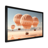 Coral Hot Air Ballon Monochromatic - Hot Air Balloon Canvas Wall Art