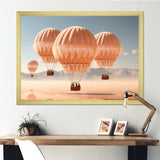 Coral Hot Air Ballon Monochromatic - Hot Air Balloon Canvas Wall Art