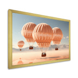 Coral Hot Air Ballon Monochromatic - Hot Air Balloon Canvas Wall Art