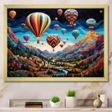 Teal Hot Air Ballon Mosaic - Hot Air Balloon Canvas Wall Art