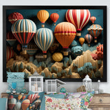 Red Hot Air Ballon Mosaic I - Hot Air Balloon Canvas Wall Art