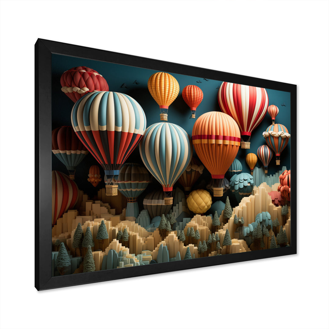 Red Hot Air Ballon Mosaic I - Hot Air Balloon Canvas Wall Art