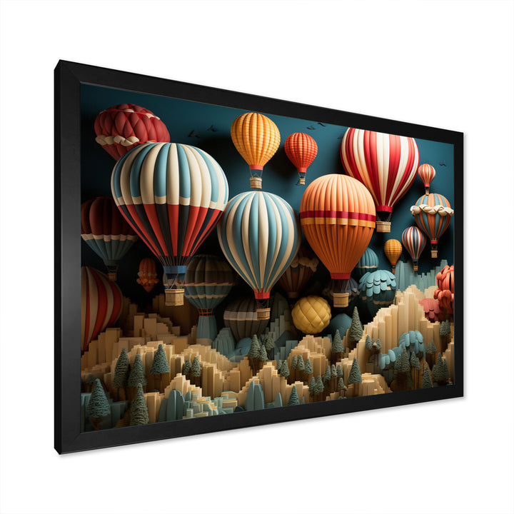 Red Hot Air Ballon Mosaic I - Hot Air Balloon Canvas Wall Art