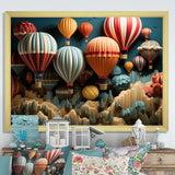 Red Hot Air Ballon Mosaic I - Hot Air Balloon Canvas Wall Art