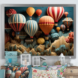 Red Hot Air Ballon Mosaic I - Hot Air Balloon Canvas Wall Art