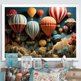 Red Hot Air Ballon Mosaic I - Hot Air Balloon Canvas Wall Art
