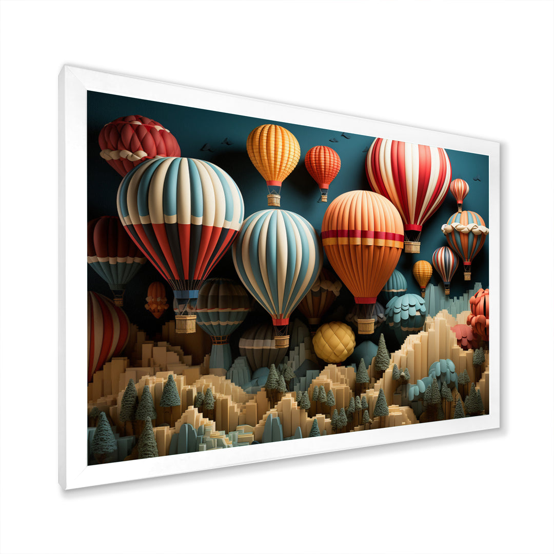 Red Hot Air Ballon Mosaic I - Hot Air Balloon Canvas Wall Art