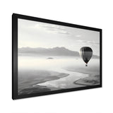Grey Hot Air Balloon Monochrome - Hot Air Balloon Canvas Wall Art