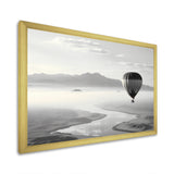 Grey Hot Air Balloon Monochrome - Hot Air Balloon Canvas Wall Art