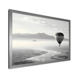 Grey Hot Air Balloon Monochrome - Hot Air Balloon Canvas Wall Art