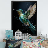 Teal Black Hummingbird Aerial Grace - Hummingbird Home Decor Art
