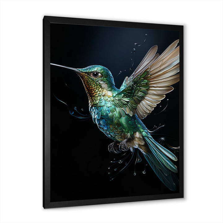 Teal Black Hummingbird Aerial Grace - Hummingbird Home Decor Art