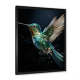 Teal Black Hummingbird Aerial Grace - Hummingbird Home Decor Art