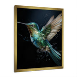 Teal Black Hummingbird Aerial Grace - Hummingbird Home Decor Art