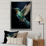 Teal Black Hummingbird Aerial Grace - Hummingbird Home Decor Art