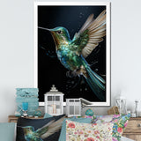 Teal Black Hummingbird Aerial Grace - Hummingbird Home Decor Art