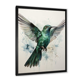 Teal Grey Hummingbird Enchanting Hum - Hummingbird Living Room Wall Art