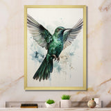 Teal Grey Hummingbird Enchanting Hum - Hummingbird Living Room Wall Art