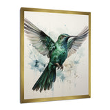 Teal Grey Hummingbird Enchanting Hum - Hummingbird Living Room Wall Art