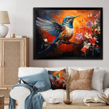 Teal Orange Hummingbird Enchanting Hum Collage - Hummingbird Bedroom Wall Art