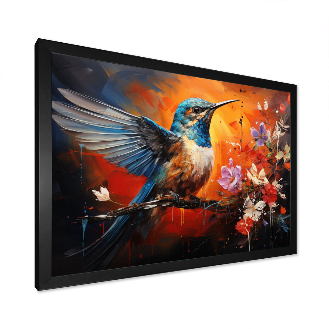 Teal Orange Hummingbird Enchanting Hum Collage - Hummingbird Bedroom Wall Art