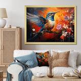 Teal Orange Hummingbird Enchanting Hum Collage - Hummingbird Bedroom Wall Art