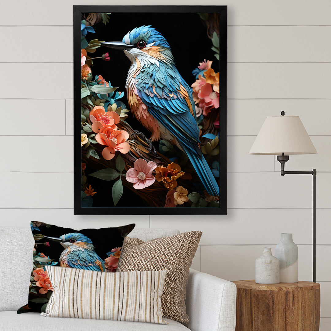 Teal Orange Hummingbird Enchanting Hum Pastoral - Hummingbird Canvas Wall Art