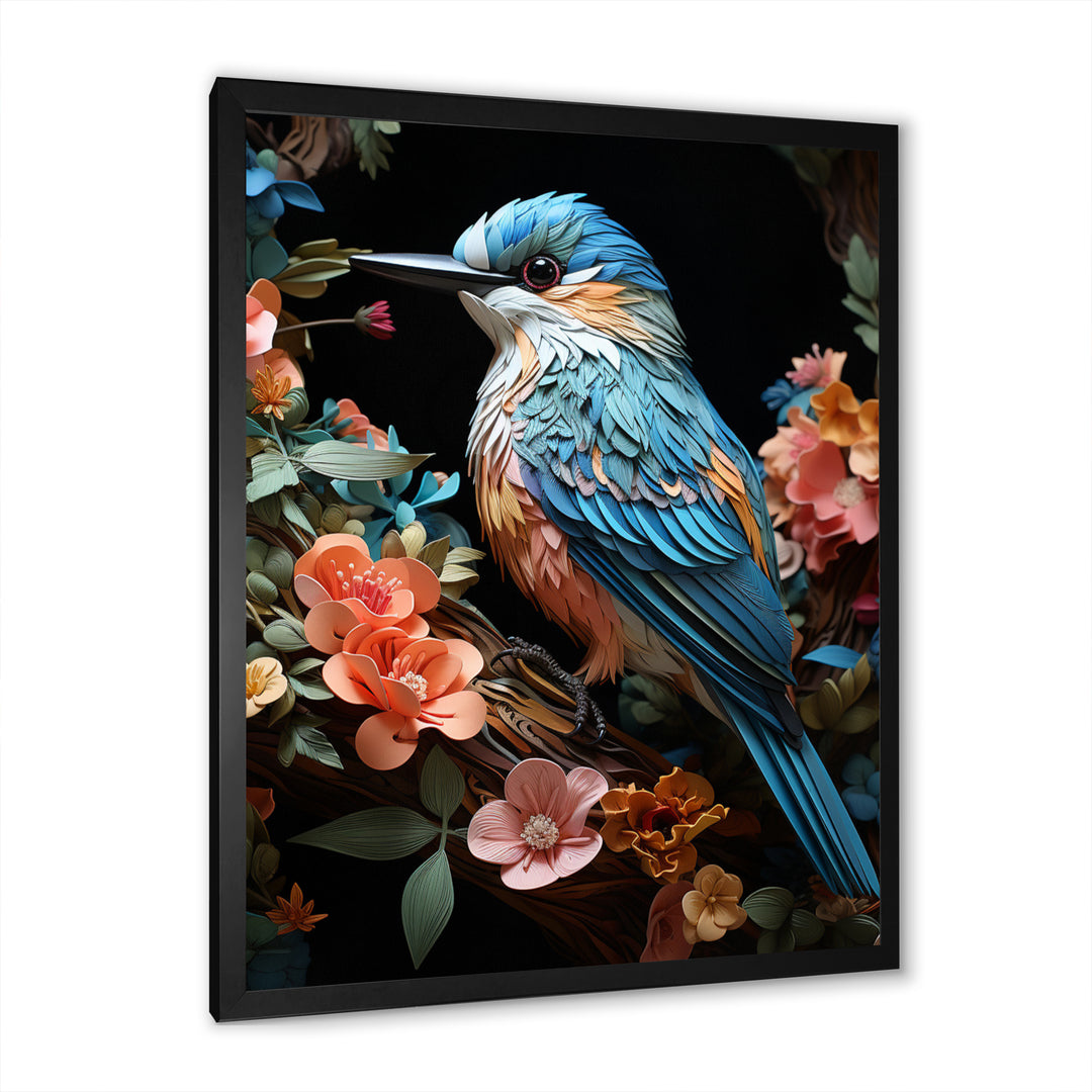 Teal Orange Hummingbird Enchanting Hum Pastoral - Hummingbird Canvas Wall Art