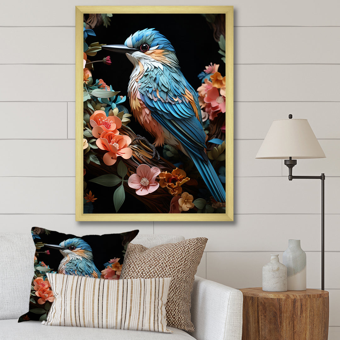 Teal Orange Hummingbird Enchanting Hum Pastoral - Hummingbird Canvas Wall Art