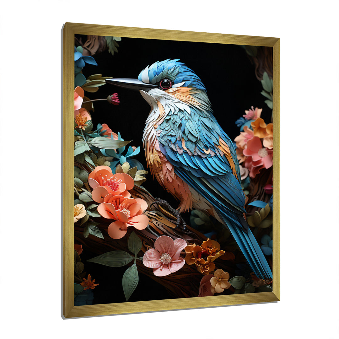Teal Orange Hummingbird Enchanting Hum Pastoral - Hummingbird Canvas Wall Art