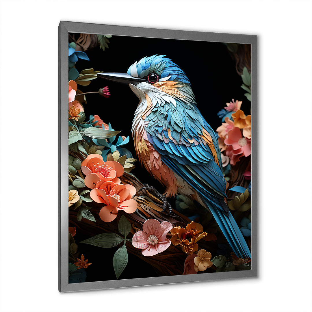 Teal Orange Hummingbird Enchanting Hum Pastoral - Hummingbird Canvas Wall Art