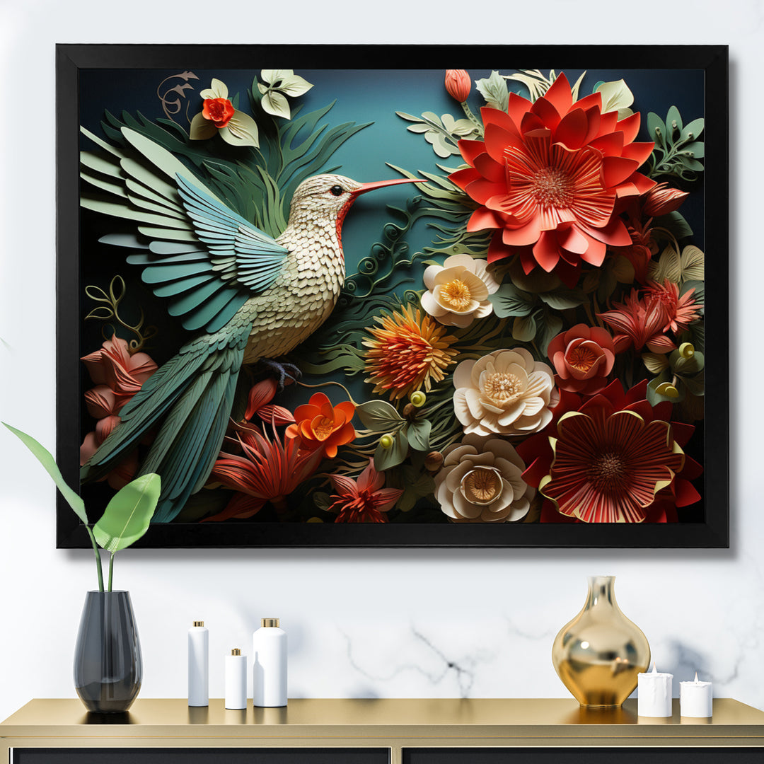 Coral Red Hummingbird Harmony - Hummingbird Wall Art Prints