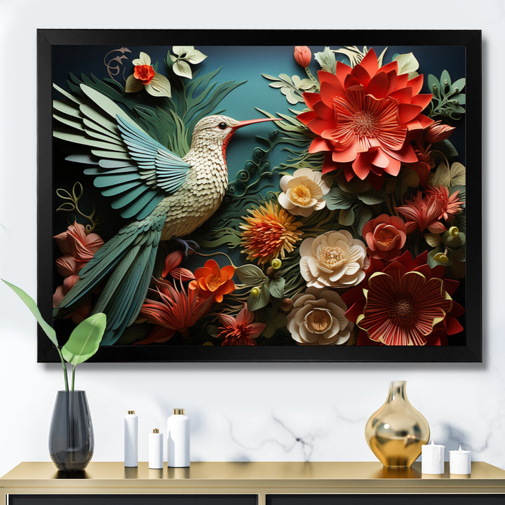 Coral Red Hummingbird Harmony - Hummingbird Wall Art Prints