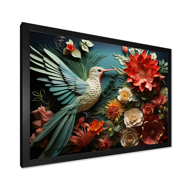 Coral Red Hummingbird Harmony - Hummingbird Wall Art Prints
