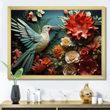 Coral Red Hummingbird Harmony - Hummingbird Wall Art Prints